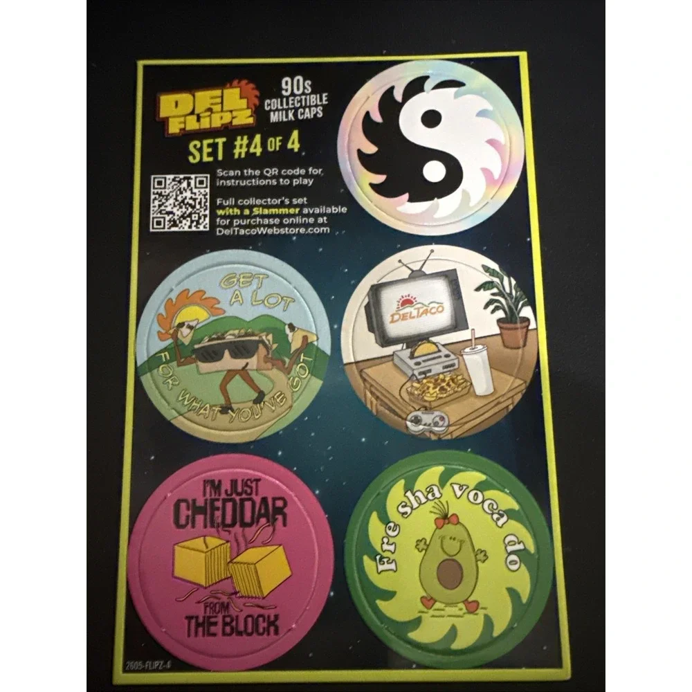 2026 Del Taco 4/4 Vintage Pogs Milk Caps Pieces Collectible Game Pieces 90s Era